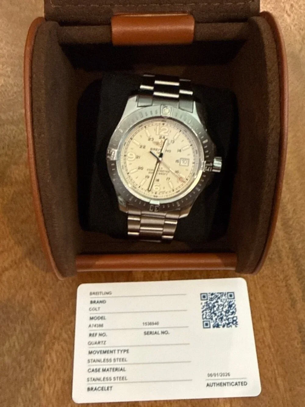 Breitling Colt Chronometer Arctic White Dial Mens 44mm Super Quartz Discontinued